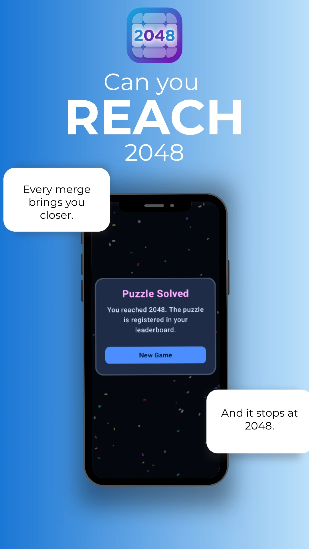 Puzzle resuelto: la ficha 2048 alcanzada queda registrada en tu marcador global